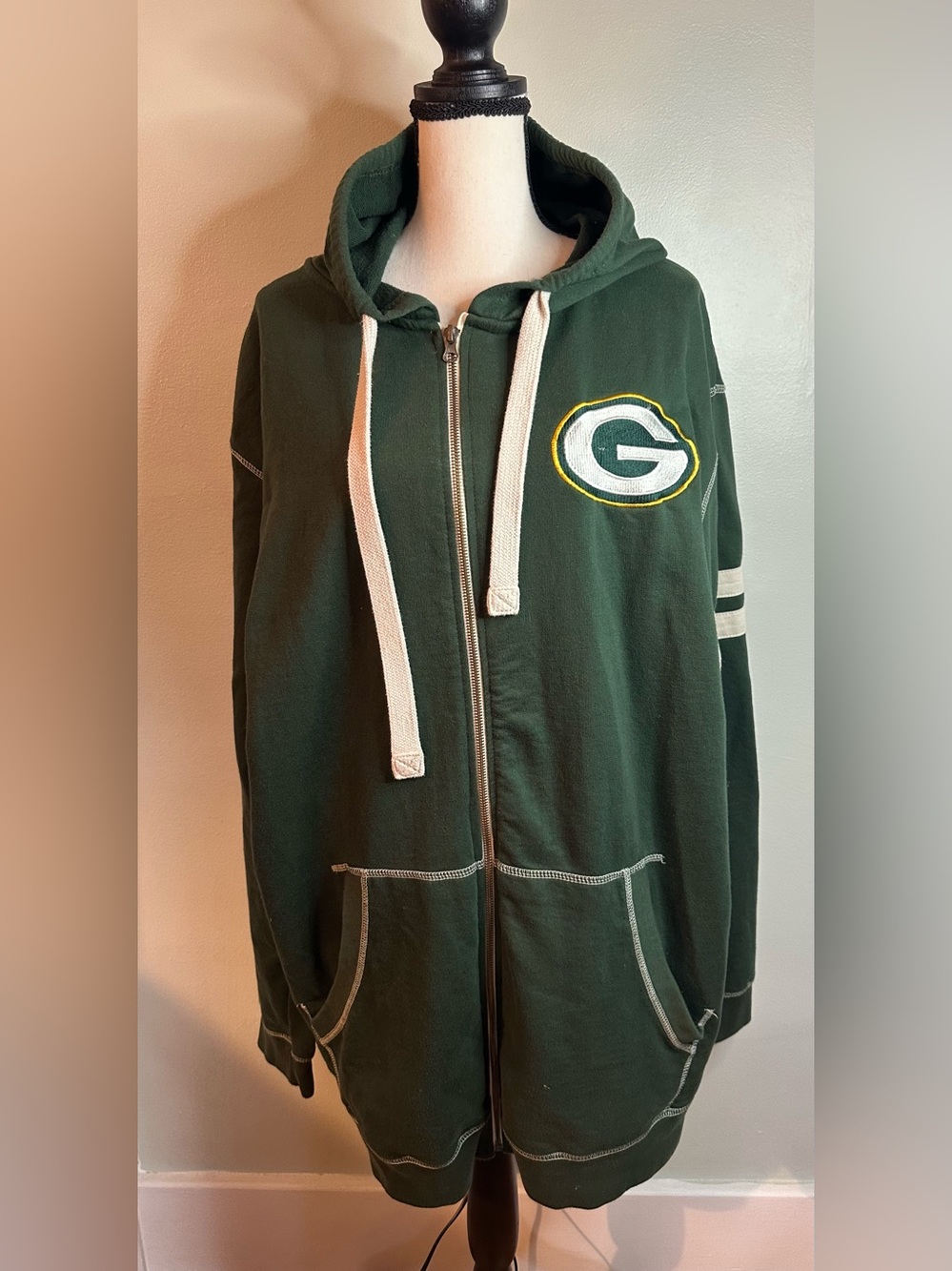 Green Bay Packers Hoodie Sweatshirt Mens XL Tall Green Full Zip NFL Team Apparel